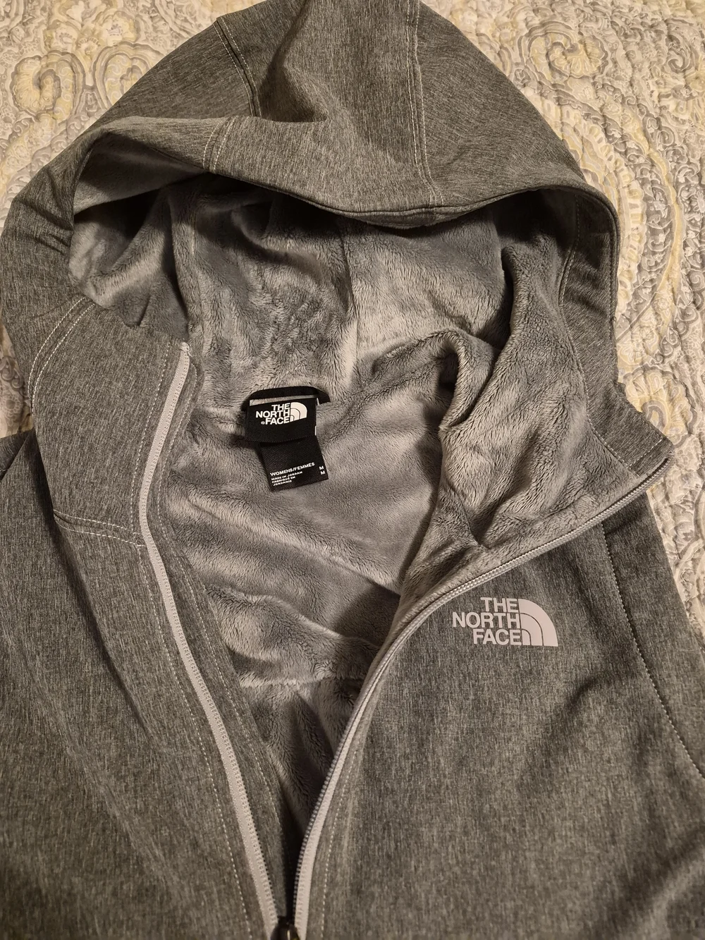 The North Face Gray Hooded Fleece Vest